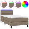 vidaXL Boxspring met matras en LED stof taupe 80x200 cm