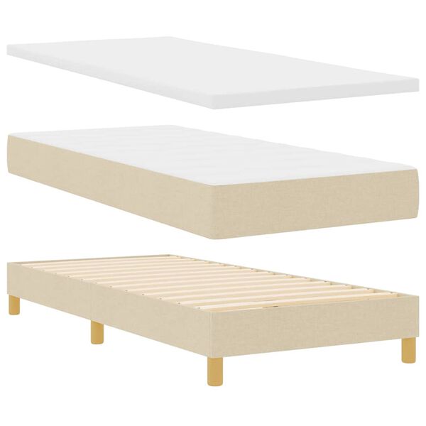 vidaXL Boxspringbed met matras met hoofdeinde Cr&egrave;me 200 x 100 cm Stof