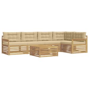 vidaXL Buiten bankenset 6 st 5-zits Wit en Beige Polyester
