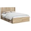 vidaXL Bedframe met opbergruimte en hoofdbord 2 st Bewerkt hout