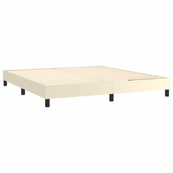 vidaXL Boxspring bed kunstleer cr&egrave;mekleurig 180x200 cm