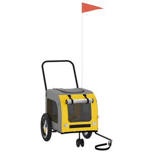 vidaXL Fietskar voor huisdieren Geel en Grijs 125 x 53 x 54 cm