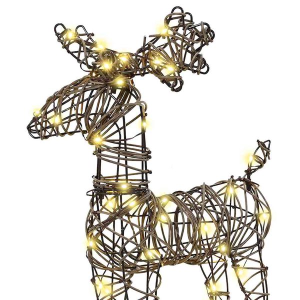 vidaXL Rendier trek slede met 160 LED Warmwit 53 x 28 x 33 cm Rattan