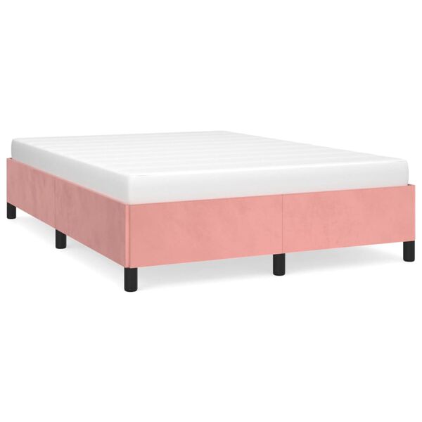 vidaXL Bedframe fluweel roze 140x190 cm