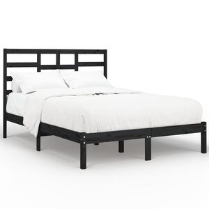 vidaXL Bedframe massief hout zwart 140x190 cm