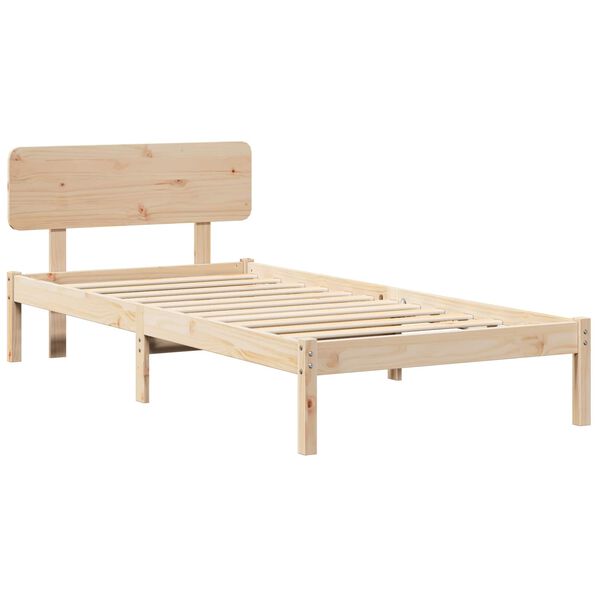 vidaXL Bedframe met hoofdeinde Naturel 90 x 190 cm Massief grenenhout