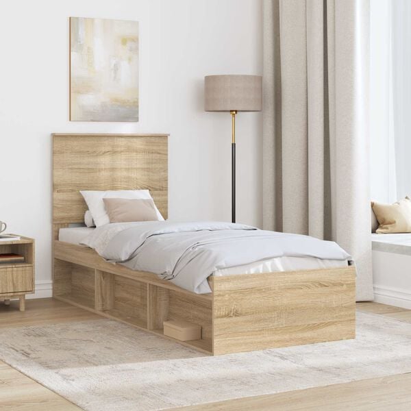 vidaXL Bedframe Sonoma Eiken 75 x 190 cm Massief grenenhout
