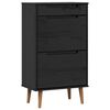 vidaXL Schoenenkast MOLDE 59,5 x 35 x 103 cm Massief grenenhout Zwart