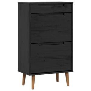 vidaXL Schoenenkast MOLDE 59,5 x 35 x 103 cm Massief grenenhout Zwart