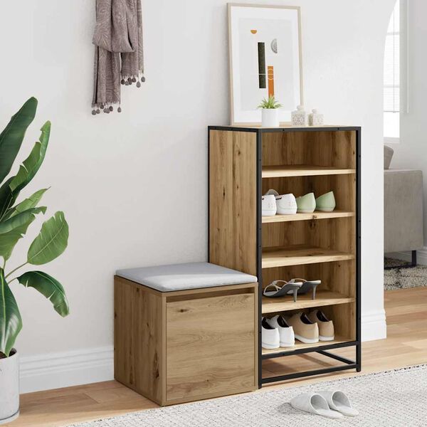 vidaXL Opbergbox met lade 40,5x40x40 cm bewerkt hout artisanaal eiken