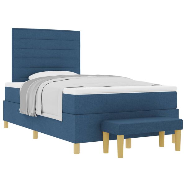 vidaXL Boxspring bed met matras met hoofdeinde Blauw 120 x 190 cm Stof