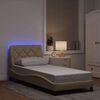 vidaXL Bedframe met LED zonder matras 90x200 cm stof cr&egrave;mekleurig