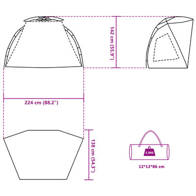 vidaXL Strandtent 2-persoons waterdicht snelontgrendeling azuurblauw