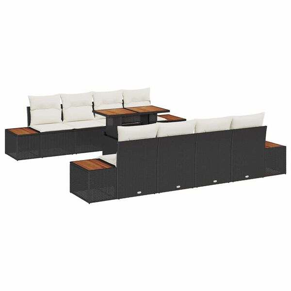vidaXL Tuin Sofa Set met opslag 9 pcs Zwart Poly riet
