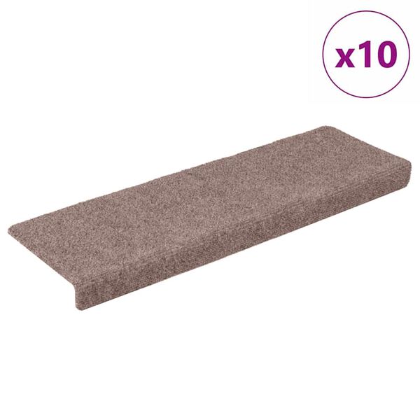 vidaXL Trapmatten zelfklevend 10 stuks 65x21x4 cm crème met rechthoekige rand