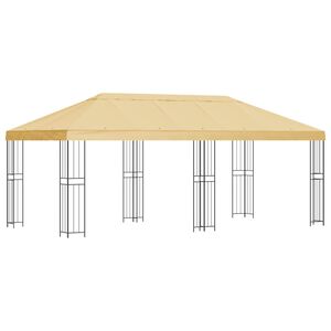 vidaXL Tuinprieel 6 x 3 m Cr&egrave;mekleurig Polyester en staal 190 gsm