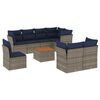 vidaXL 9-delige Loungeset met kussens poly rattan grijs