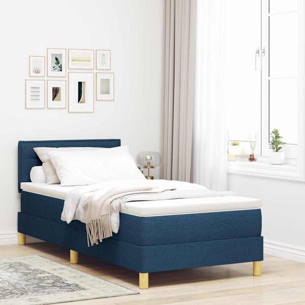 vidaXL Boxspringbed met matras met hoofdeinde Blauw 80 x 200 cm Stof