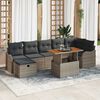 vidaXL Tuin Sofa Set met kussen met opslag 8 pcs Grijs Poly riet