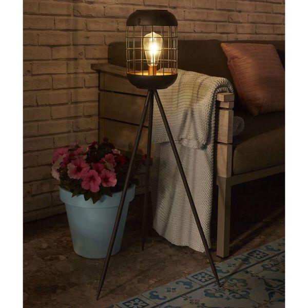 Luxform Tuinlamp op statief Lighthouse solar LED koperkleurig en zwart