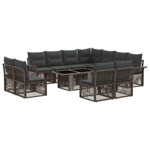 vidaXL Tuinbankenset 12 st Grijs en Donkergrijs poly rattan