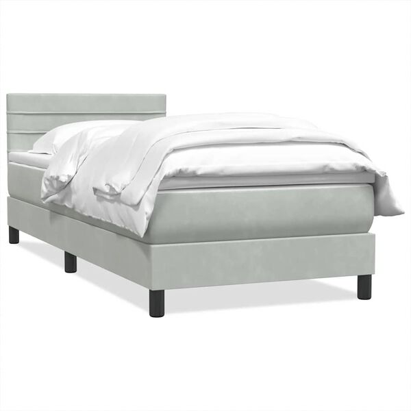 vidaXL Boxspring met matras fluweel lichtgrijs 100x220 cm