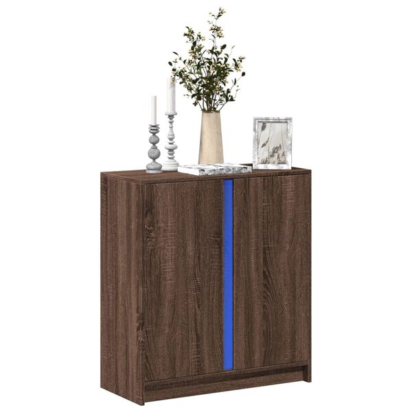 vidaXL Dressoir met LED 77x34x85 cm bewerkt hout bruin eikenkleur