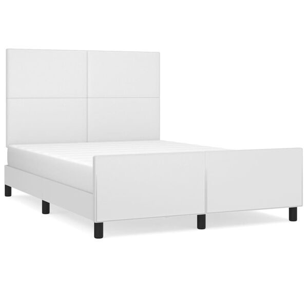 vidaXL Bedframe met hoofdbord kunstleer wit 140x190 cm