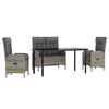 vidaXL 4-delige Tuinset met kussens poly rattan grijs