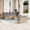 vidaXL 10-delige Loungeset met kussens poly rattan beige