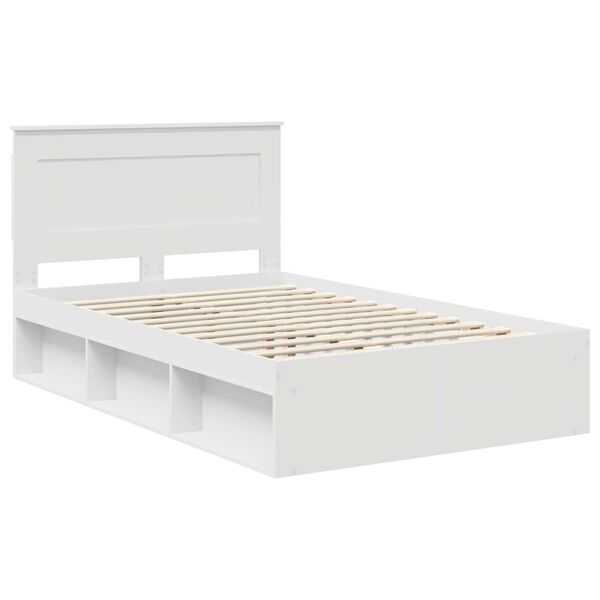 vidaXL Bedframe met hoofdeinde Wit 120 x 190 cm Massief grenenhout