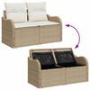 vidaXL Tuin Sofa Set met kussen met opslag 6 pcs Bruin Poly riet