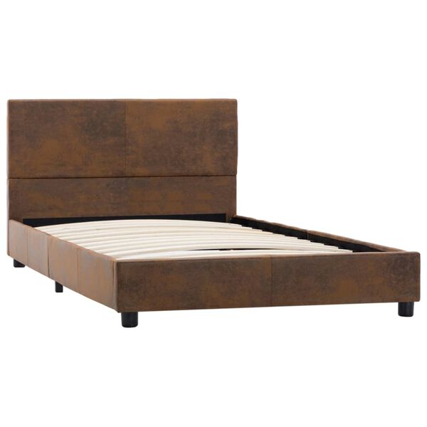 vidaXL Bedframe kunstsuède bruin 90x200 cm