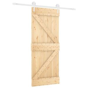 vidaXL Schuifdeur Natuurlijk en Wit 85 x 210 cm Massief Grenenhout