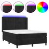 vidaXL Boxspring met matras en LED fluweel zwart 140x200 cm