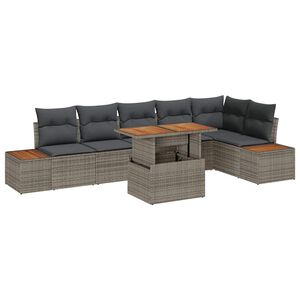 vidaXL Tuin Eetset met kussen 7 pcs Grijs en Bruin