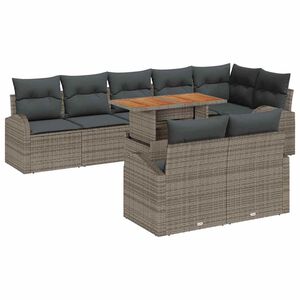 vidaXL Tuin Sofa Set met kussen 9 pcs Grijs