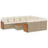 vidaXL 11-delige Tuinset met kussens poly rattan beige