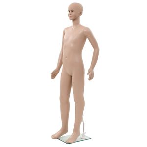 vidaXL Etalagepop kind met glazen voet 140 cm beige