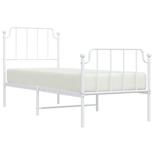 vidaXL Bedframe met hoofd- en voeteneinde&nbsp;metaal wit 75x190 cm