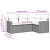 vidaXL 4-delige Loungeset met kussens poly rattan beige