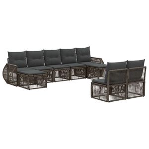vidaXL Tuinbankenset 9 pcs Grijs en Donkergrijs poly rattan
