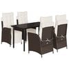 vidaXL 5-delige Tuinset met kussens poly rattan bruin
