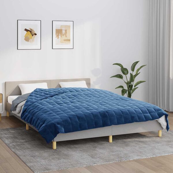 vidaXL Verzwaringsdeken 220x235 cm 11 kg stof blauw