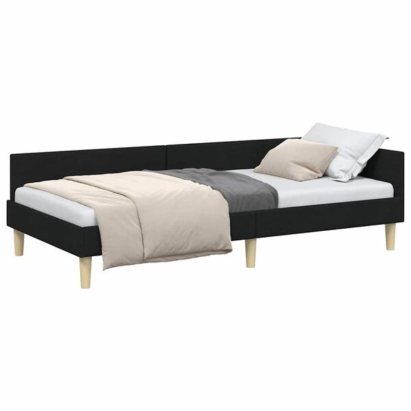 vidaXL Hoekbedframe met hoofdeinde Zwart 90 x 190 cm Stof