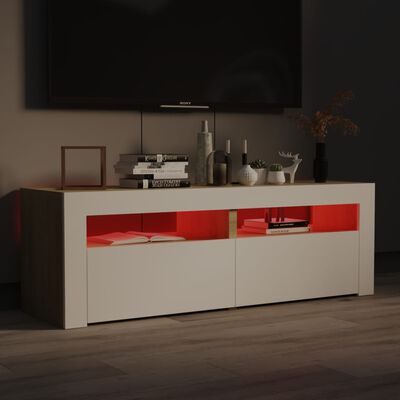 vidaXL Tv-meubel met LED-verlichting 120x35x40cm wit sonoma eikenkleur