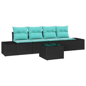 vidaXL Tuin Sofa Set 5 st Zwart en Turquoise poly rattan