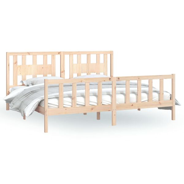 vidaXL Bedframe met hoofdbord massief grenenhout 180x200 cm