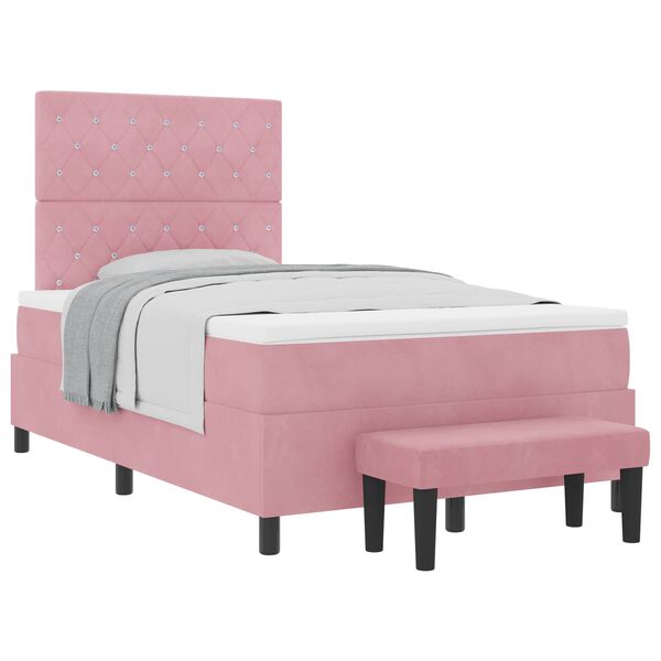 vidaXL Boxspring bed met matras Roze 120 x 200 cm Fluweel