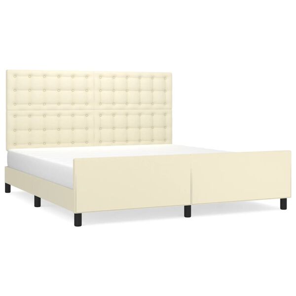 vidaXL Bedframe met hoofdbord kunstleer cr&egrave;mekleurig 180x200 cm